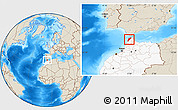 Shaded Relief Location Map of Tanger, highlighted country