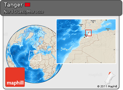 Shaded Relief Location Map of Tanger, highlighted parent region, within the entire country
