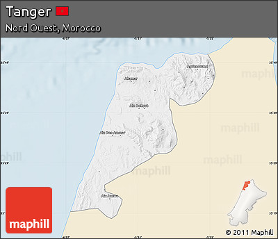 Classic Style Map of Tanger, single color outside