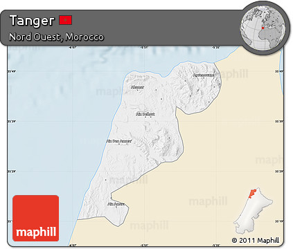 Classic Style Map of Tanger, single color outside