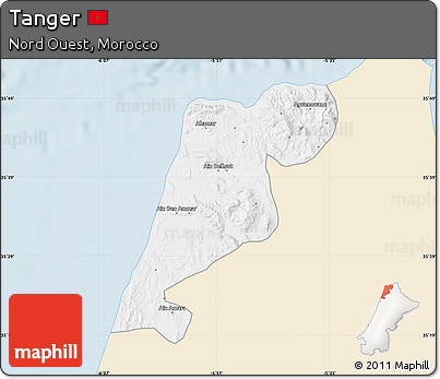 Classic Style Map of Tanger, single color outside