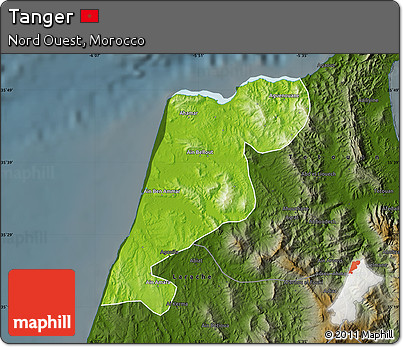 Physical Map of Tanger, darken