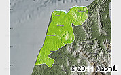 Physical Map of Tanger, darken, semi-desaturated