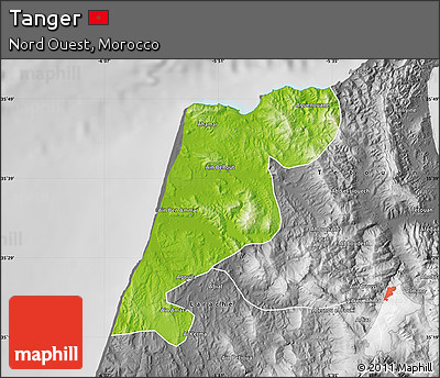 Physical Map of Tanger, desaturated