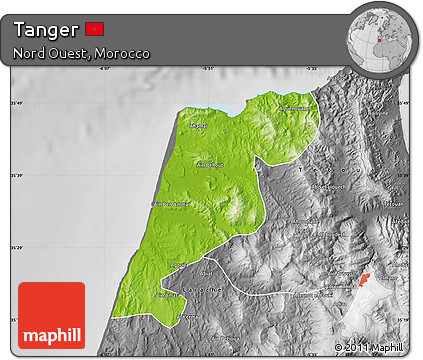 Physical Map of Tanger, desaturated