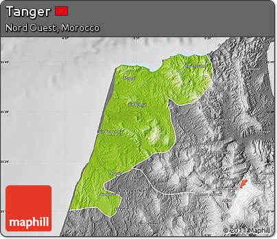 Physical Map of Tanger, desaturated