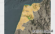 Satellite Map of Tanger, darken, semi-desaturated