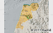 Satellite Map of Tanger, lighten, semi-desaturated