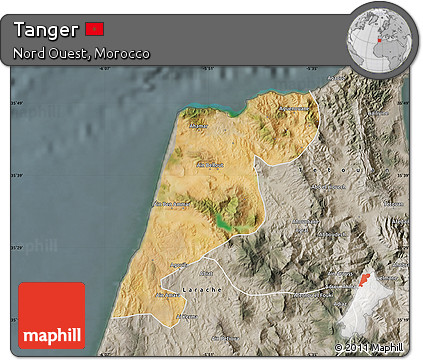 Satellite Map of Tanger, semi-desaturated