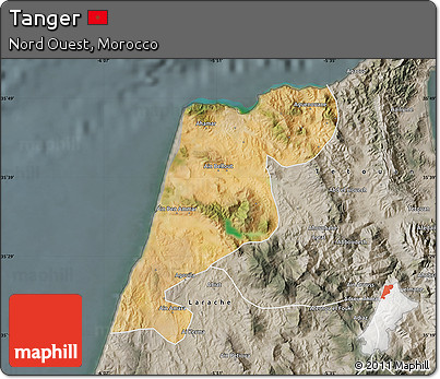 Satellite Map of Tanger, semi-desaturated