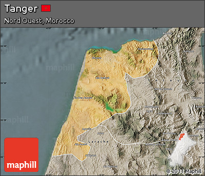 Satellite Map of Tanger, semi-desaturated