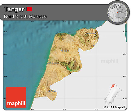 Satellite Map of Tanger, single color outside