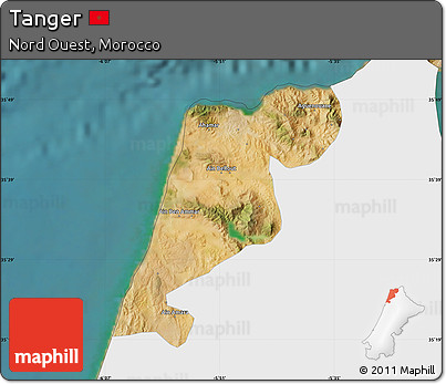 Satellite Map of Tanger, single color outside