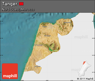 Satellite Map of Tanger, single color outside