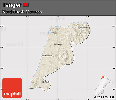 Shaded Relief Map of Tanger, cropped outside