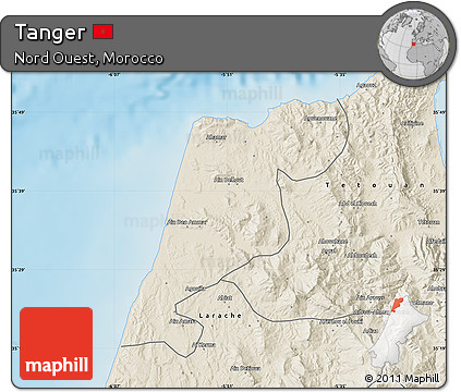Shaded Relief Map of Tanger