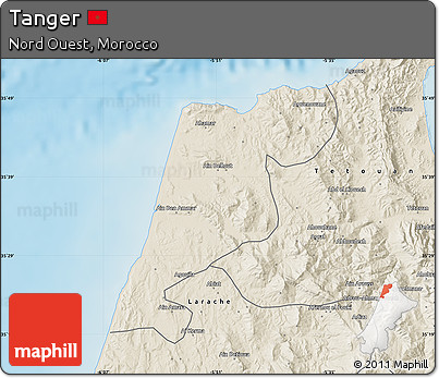 Shaded Relief Map of Tanger