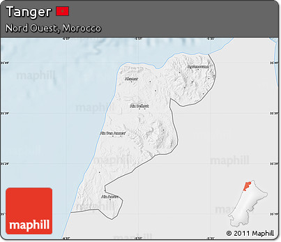 Silver Style Map of Tanger, single color outside