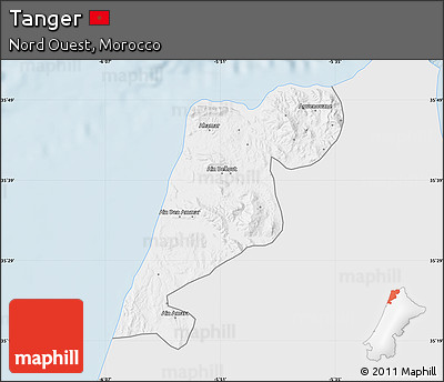 Silver Style Map of Tanger, single color outside