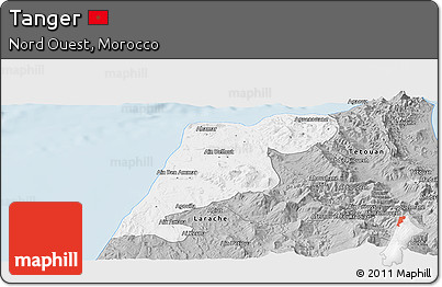 Gray Panoramic Map of Tanger