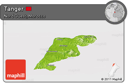 Physical Panoramic Map of Tanger, cropped outside