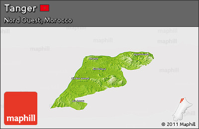 Physical Panoramic Map of Tanger, cropped outside