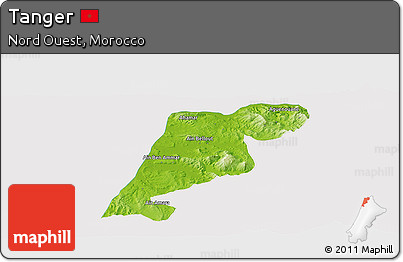 Physical Panoramic Map of Tanger, cropped outside