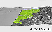 Physical Panoramic Map of Tanger, darken, desaturated
