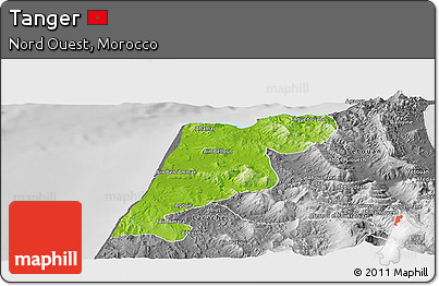 Physical Panoramic Map of Tanger, desaturated