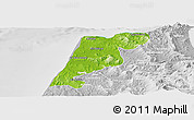 Physical Panoramic Map of Tanger, lighten, desaturated
