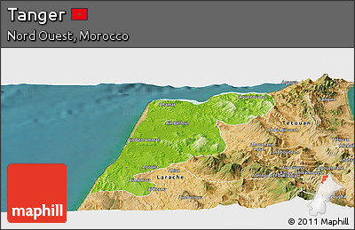 Physical Panoramic Map of Tanger, satellite outside