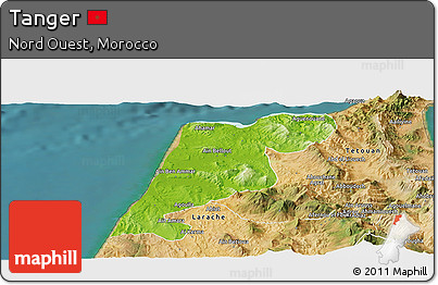 Physical Panoramic Map of Tanger, satellite outside