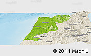 Physical Panoramic Map of Tanger, shaded relief outside