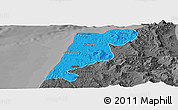 Political Panoramic Map of Tanger, darken, desaturated