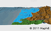 Political Panoramic Map of Tanger, darken
