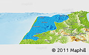Political Panoramic Map of Tanger, physical outside