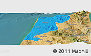 Political Panoramic Map of Tanger, satellite outside