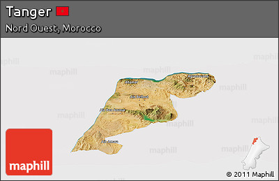 Satellite Panoramic Map of Tanger, cropped outside