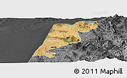 Satellite Panoramic Map of Tanger, darken, desaturated