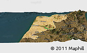 Satellite Panoramic Map of Tanger, darken