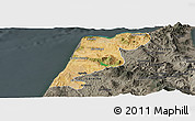 Satellite Panoramic Map of Tanger, darken, semi-desaturated