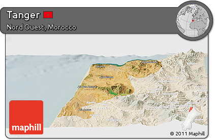 Satellite Panoramic Map of Tanger, lighten