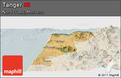 Satellite Panoramic Map of Tanger, lighten