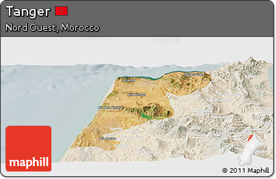Satellite Panoramic Map of Tanger, lighten
