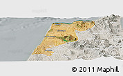 Satellite Panoramic Map of Tanger, lighten, semi-desaturated