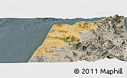 Satellite Panoramic Map of Tanger, semi-desaturated