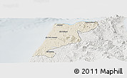 Shaded Relief Panoramic Map of Tanger, lighten, semi-desaturated