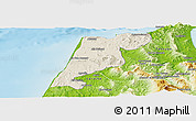 Shaded Relief Panoramic Map of Tanger, physical outside