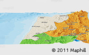 Shaded Relief Panoramic Map of Tanger, political outside