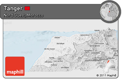 Silver Style Panoramic Map of Tanger